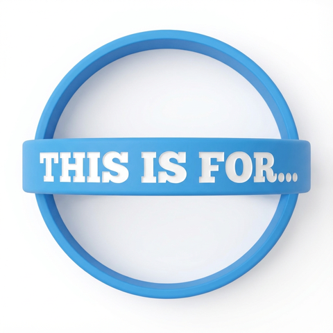 Blue This Is For reminder wristband on a white background