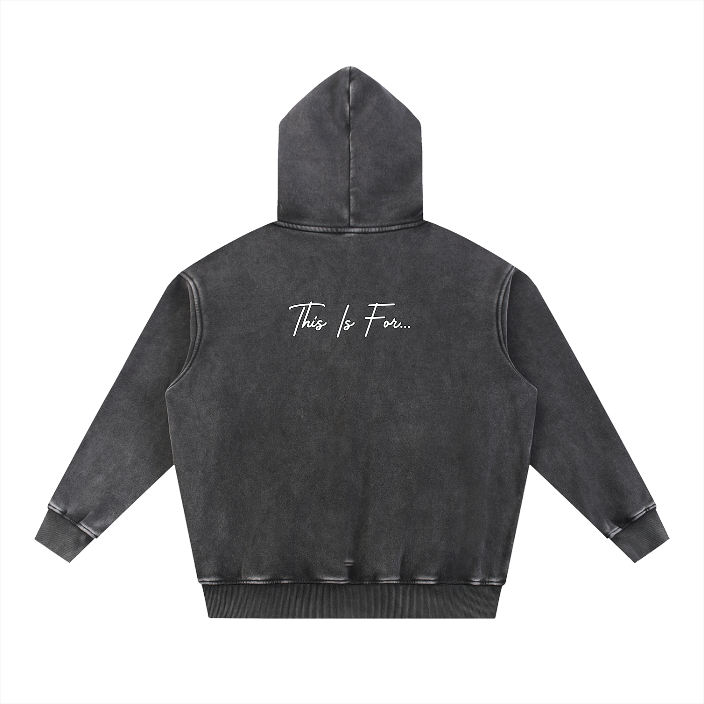 This Is For... Tri Founders Logo Snow Washed Oversized Fleece Hoodie - Black Back View