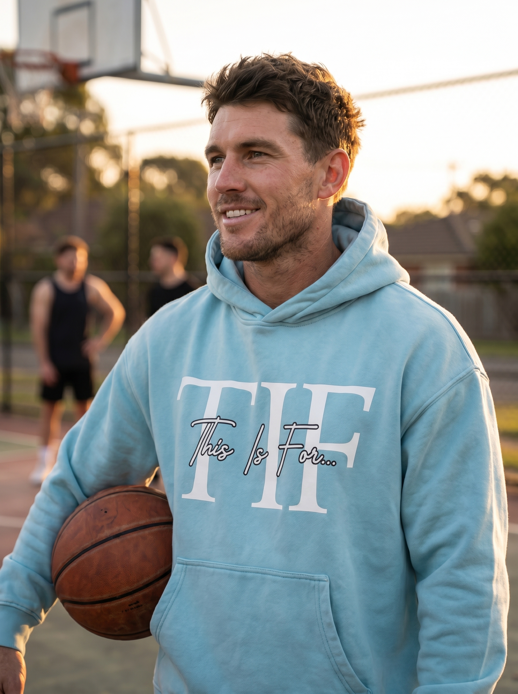 Guy wearing the This Is For... Snow Washed Oversized Fleece Hoodie in Ice Blue