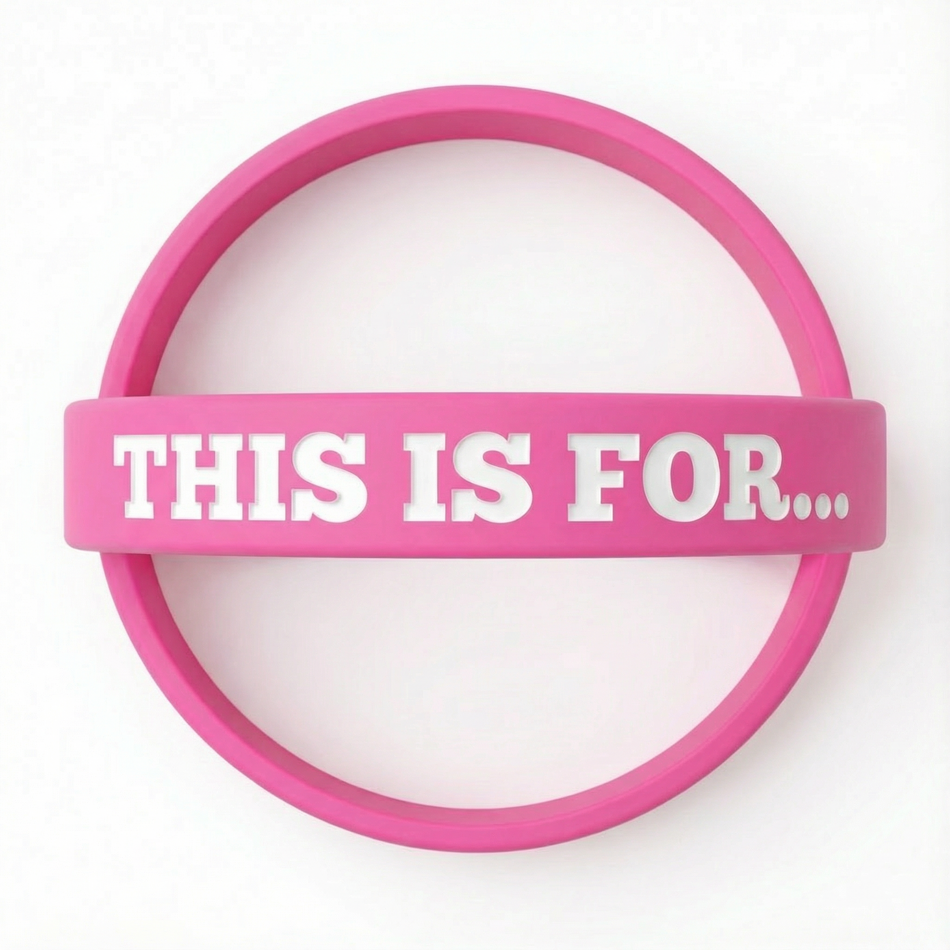 This Is For reminder wristband in pink on a white background