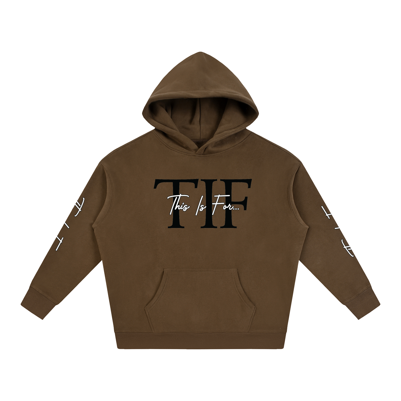 Coffee This Is For... Signature Black Logo Hoodie front view.