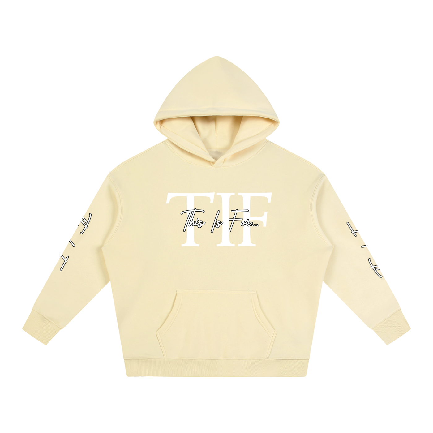 Apricot This Is For... Signature White Logo Hoodie front view.