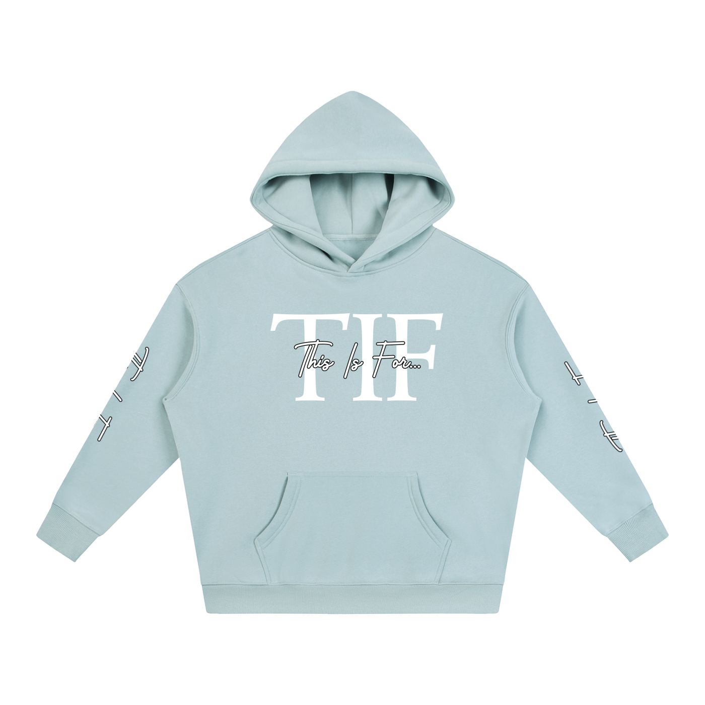 Light Blue This Is For... Signature White Logo Hoodie front view.