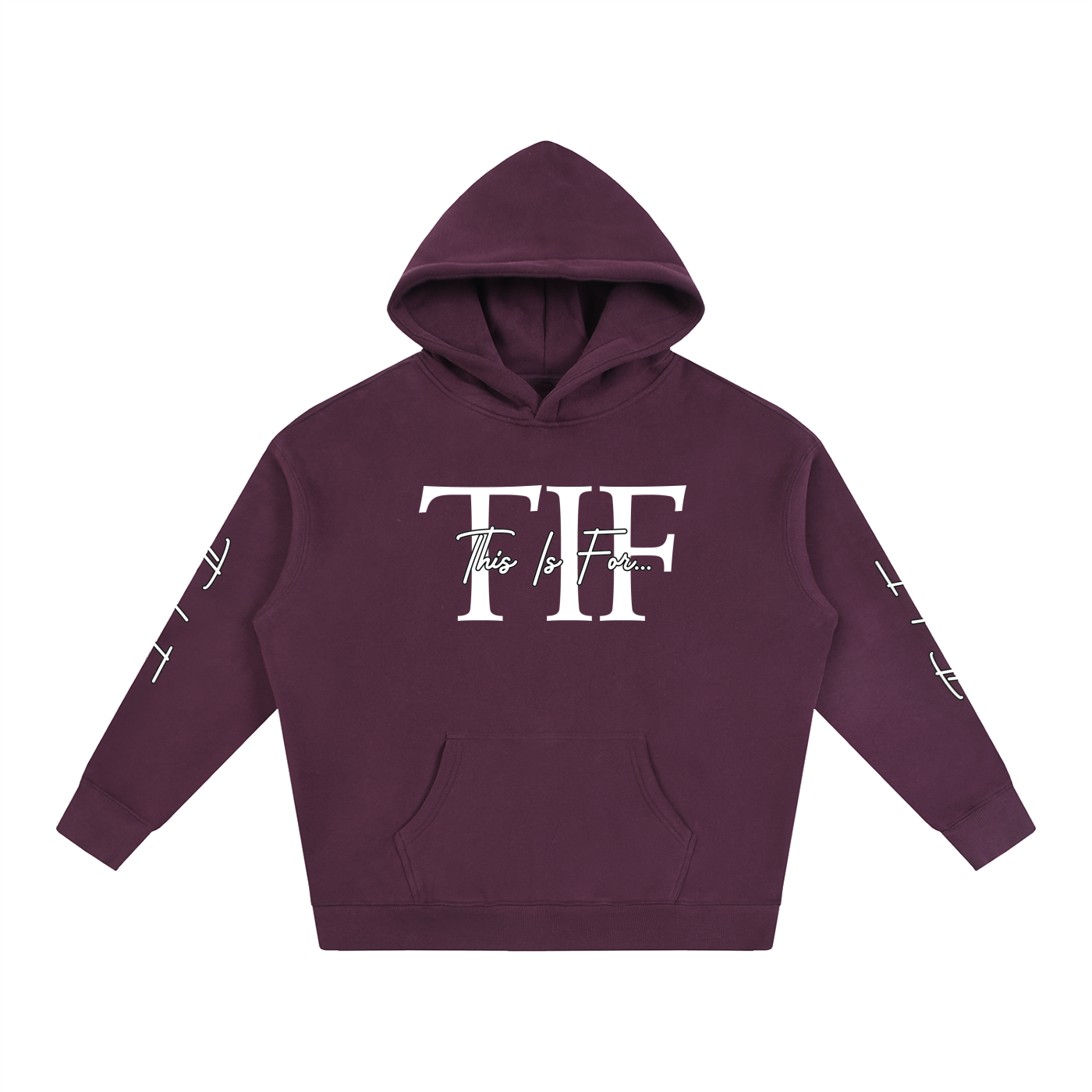 Plum Purple This Is For... Signature White Logo Hoodie front view.
